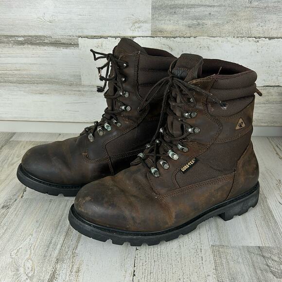 Rocky Men’s 10 Brown Leather Lace-Up Gore-Tex Steel Toe Work Boots Outdoor - Picture 1 of 8